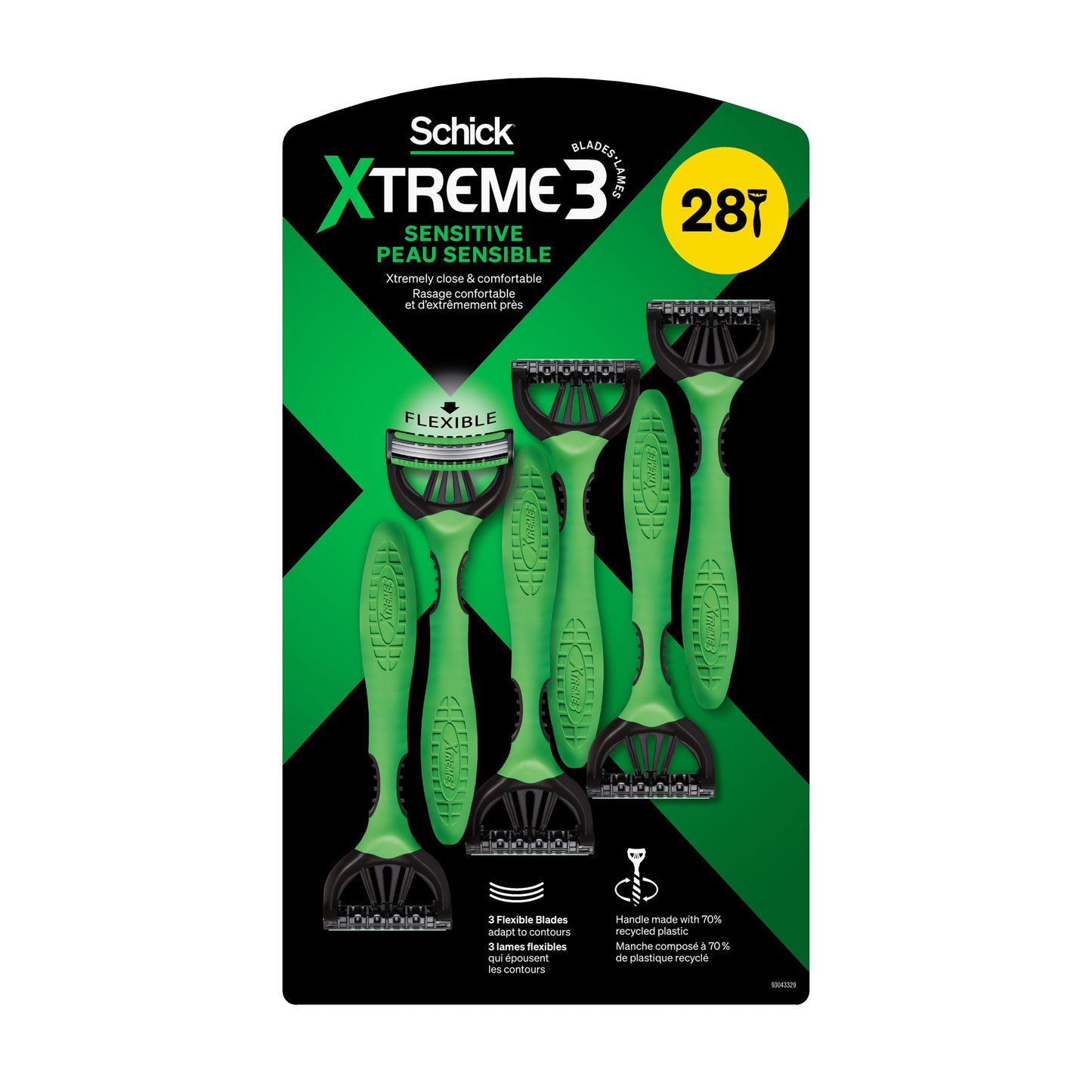 舒适牌 Xtreme3​​ 敏感肌肤专用一次性剃须刀，28 支装