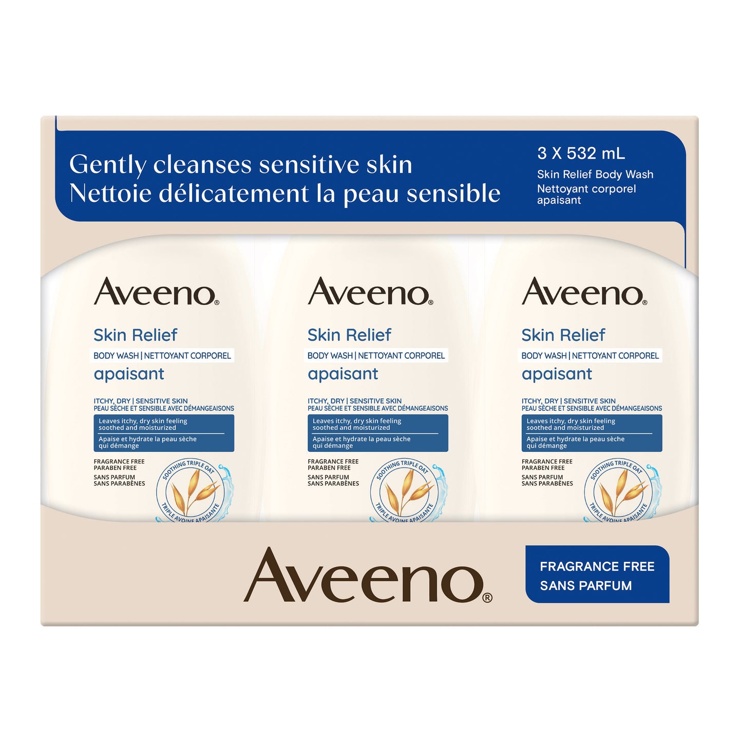 Aveeno 舒缓肌肤沐浴露（无香型）3 x 532 毫升