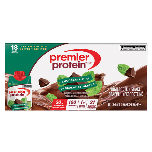 Premier Protein 高蛋白巧克力薄荷奶昔，18 x 325 毫升
