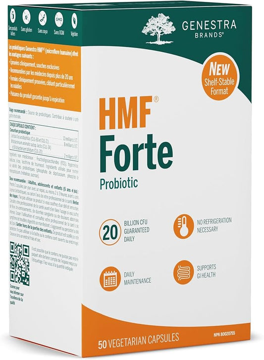 002 Genestra 品牌 HMF Forte | 保质期稳定的益生菌配方，支持胃肠健康和健康的肠道菌群* | 50 粒素食胶囊