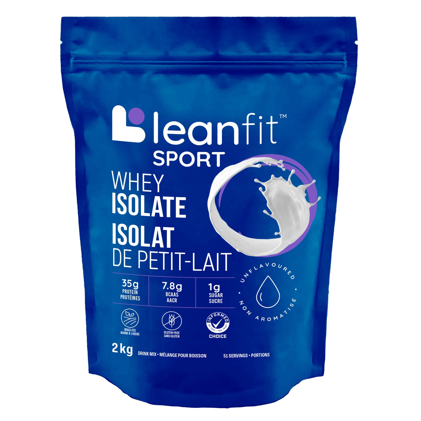 Leanfit 運動型乳清分離蛋白粉，無味，2 公斤