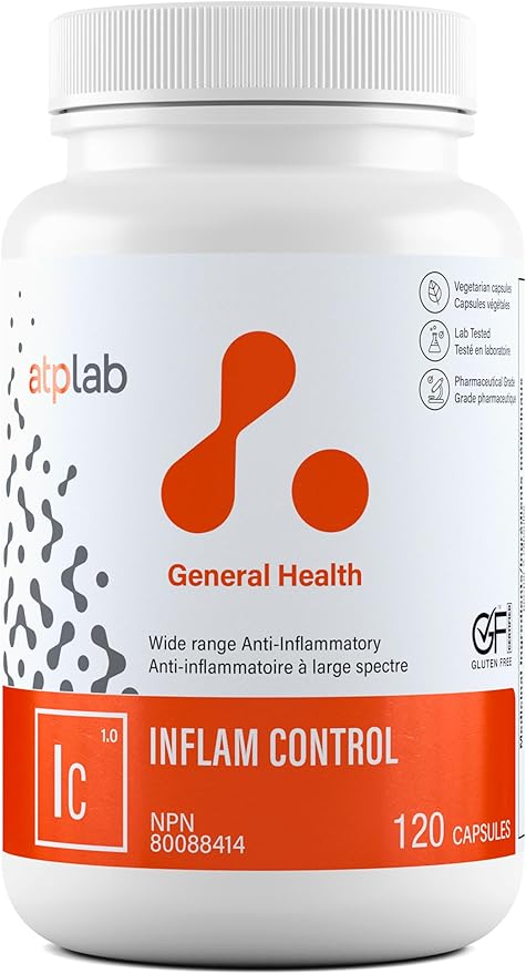 002  ATP LAB 發炎控制，120 粒膠囊 - 含有薑黃、西蘭花、乳香、沙雷肽酶、鳳梨蛋白酶、槲皮素的關節和肌肉支持 - 增強舒適度和活動能力