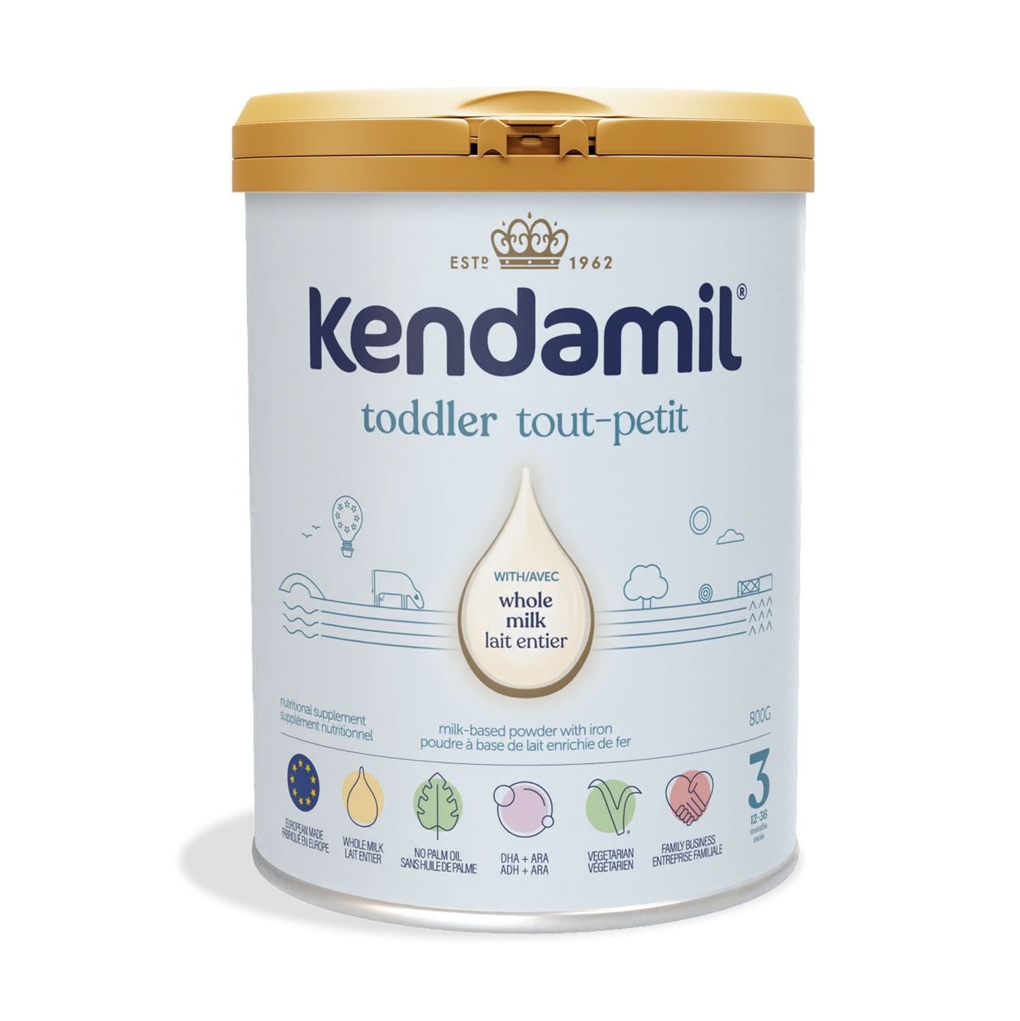 肯多米爾經典幼兒奶粉配方 28.2盎司（12-36個月）, 肯多米爾經典幼兒奶粉配方