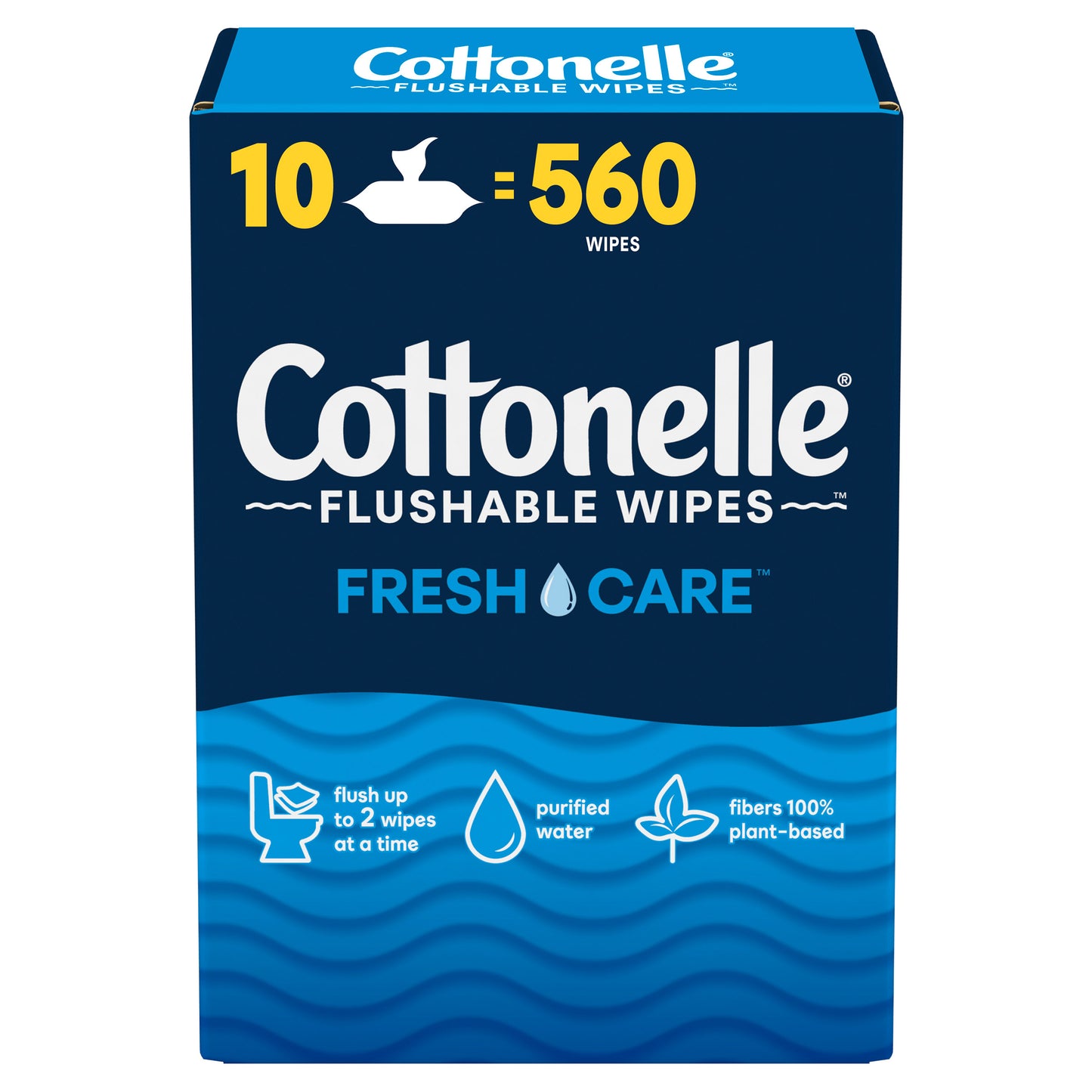 Cottonelle Flushable Wipes, 10 x 56 Wipes