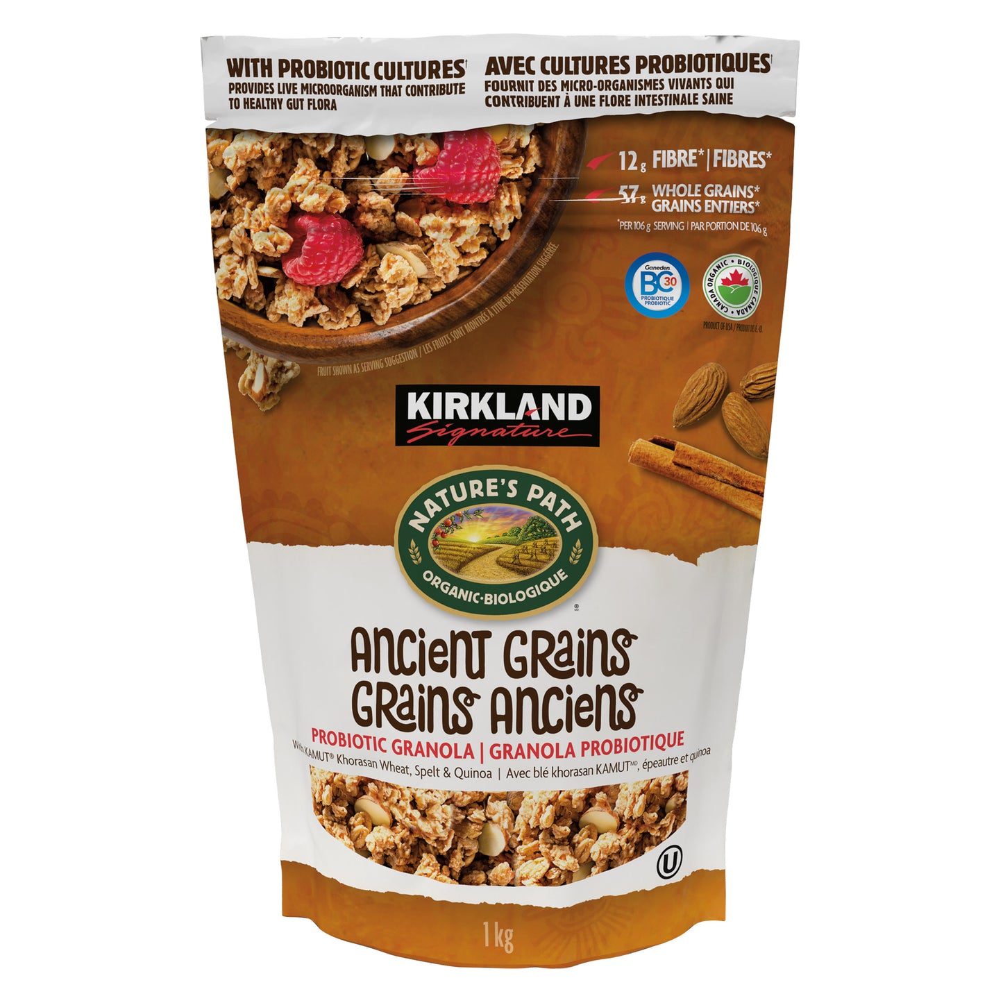 Kirkland Signature 有機古老穀物益生菌格蘭諾拉麥片，1公斤