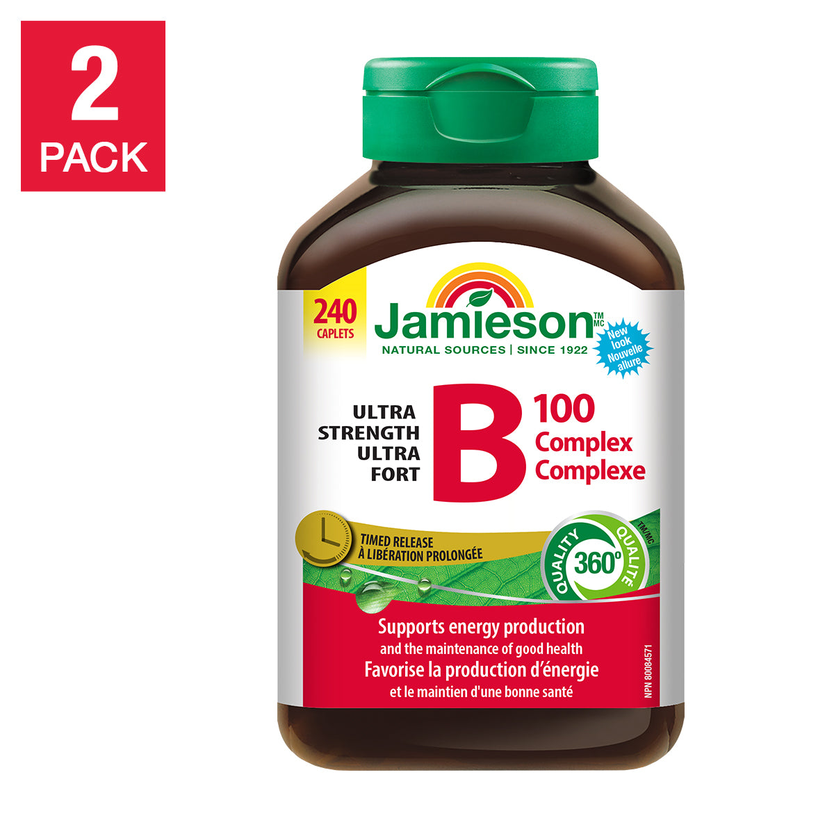 Jamieson 超强效 B100 复合维生素片，240 粒装，2 盒