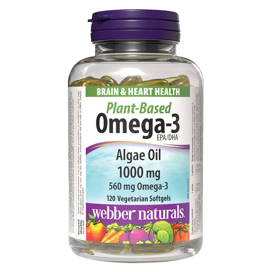 韦伯天然藻类Omega-3，120粒素食软胶囊