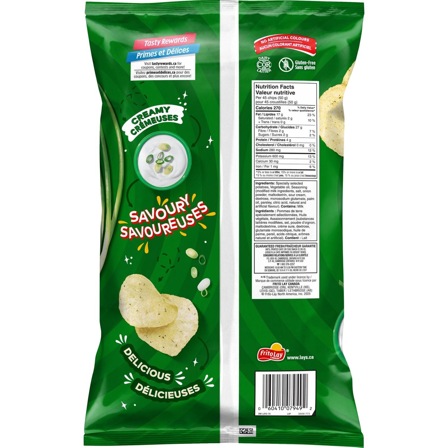 Lay's Sour Cream & Onion flavoured Potato Chips, 220 g.