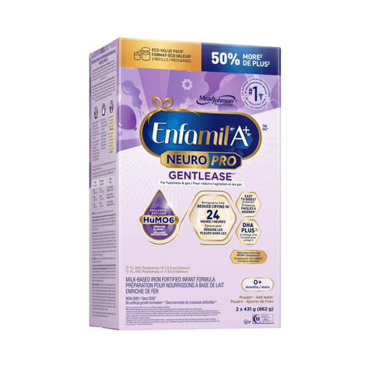 NeuroPro™ Gentlease，嬰兒配方奶粉，0-12 個月，粉劑補充裝，862 克（2x431 克）