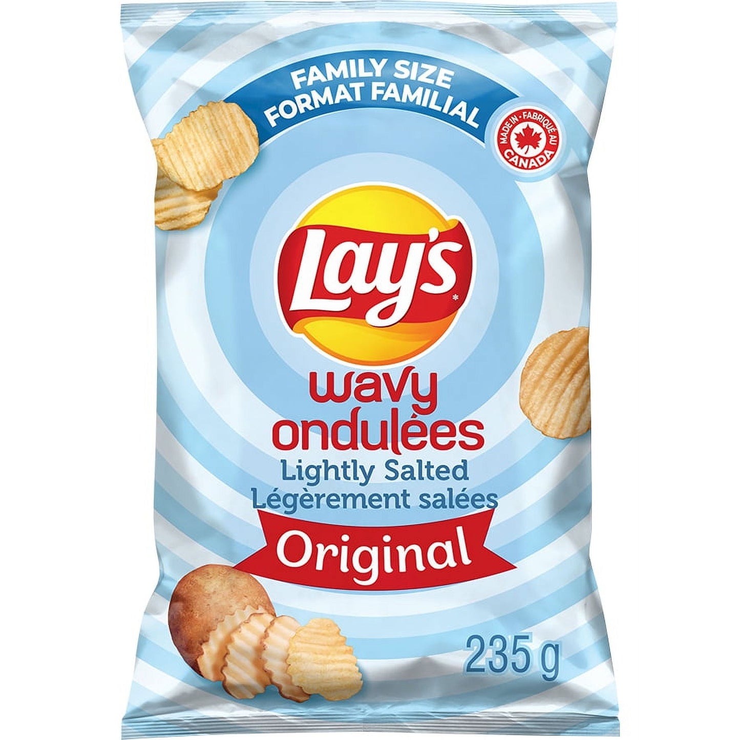 Lay's Wavy Lightly Salted Potato Chips, 235 g.