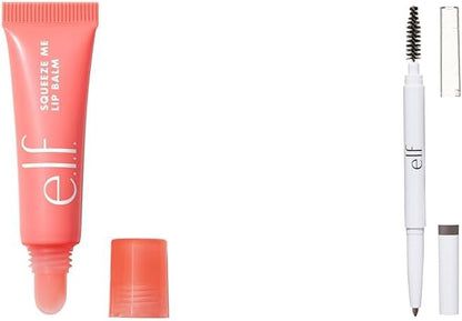 e.l.f. Squeeze Me 润唇膏，保湿润唇膏，带来纯粹的色彩；速效眉笔，双头精准眉笔，用于勾勒眉形，中性棕色