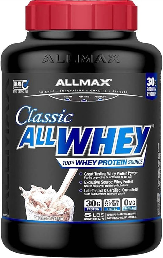 002  ALLMAX Nutrition 全乳清經典 100% 乳清蛋白，5 磅，餅乾和奶油
