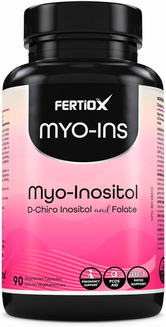 002  Fertiox Myo-Ins 膠囊I 肌醇1800 毫克，D-手性肌醇45 毫克和葉酸420 微克，每份，高劑量和純度I 90 粒素食膠囊I 理想的40:1 比例肌醇與D-手性肌醇I 適合女性， 30 天供應，加拿大製造