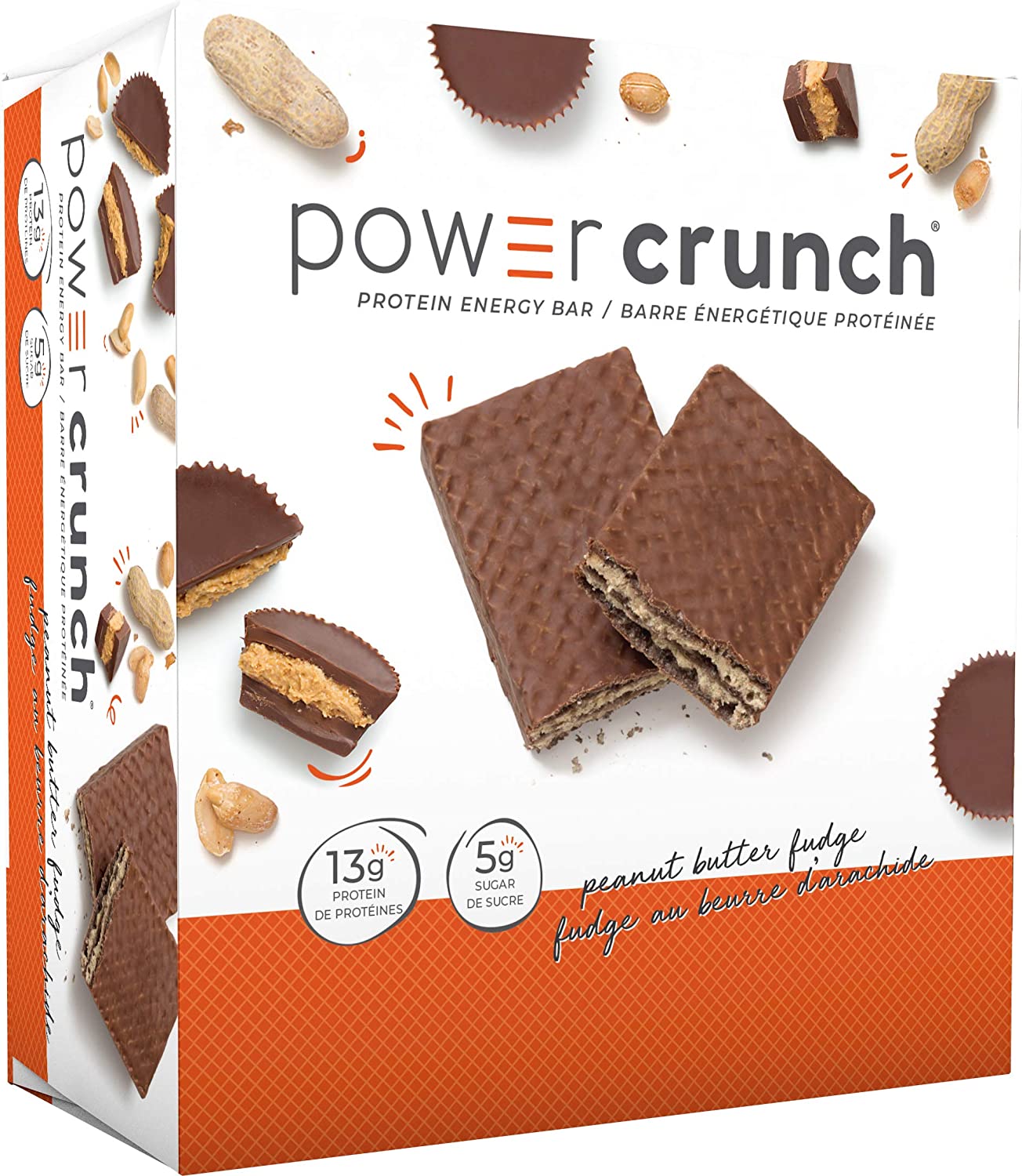 Power Crunch 蛋白棒，花生醬軟糖，12 支