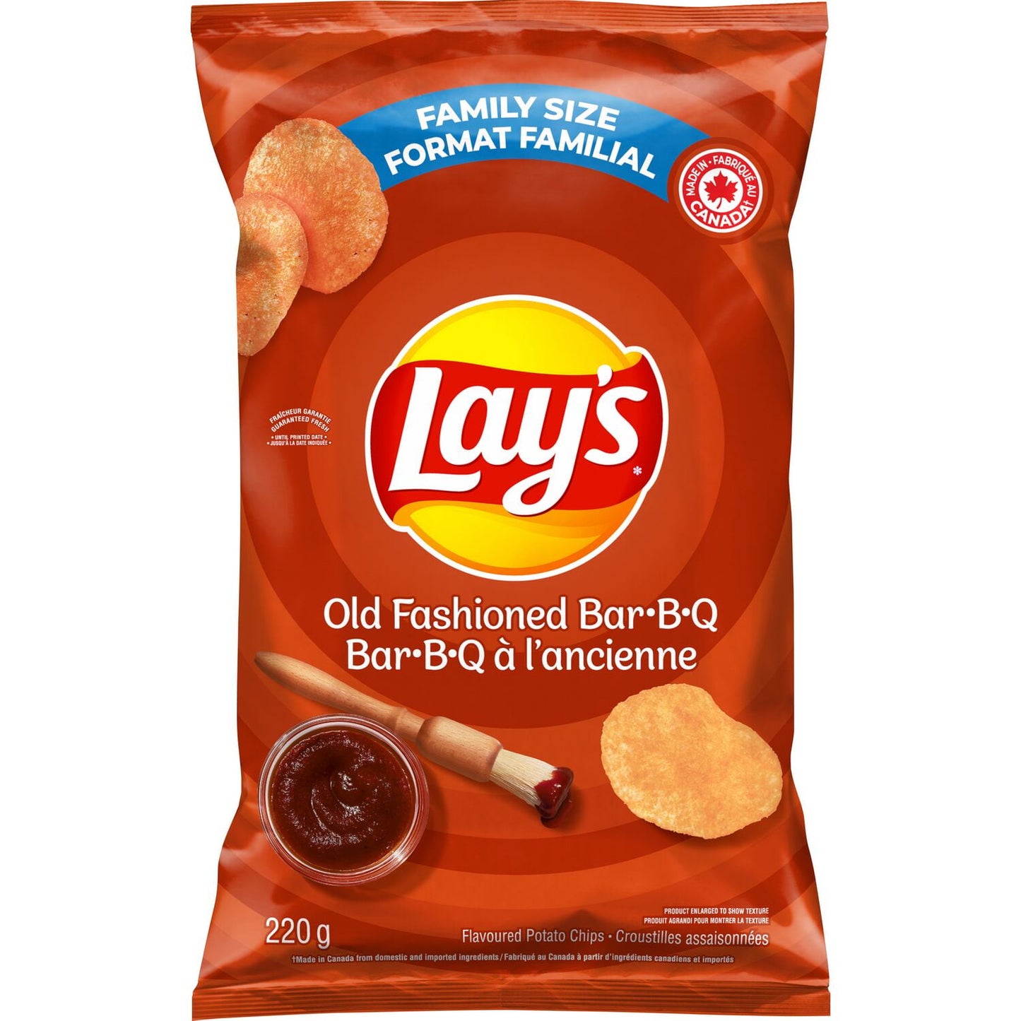 Lay's Old Fashioned Bar-B-Q flavoured Potato Chips, 220 g.