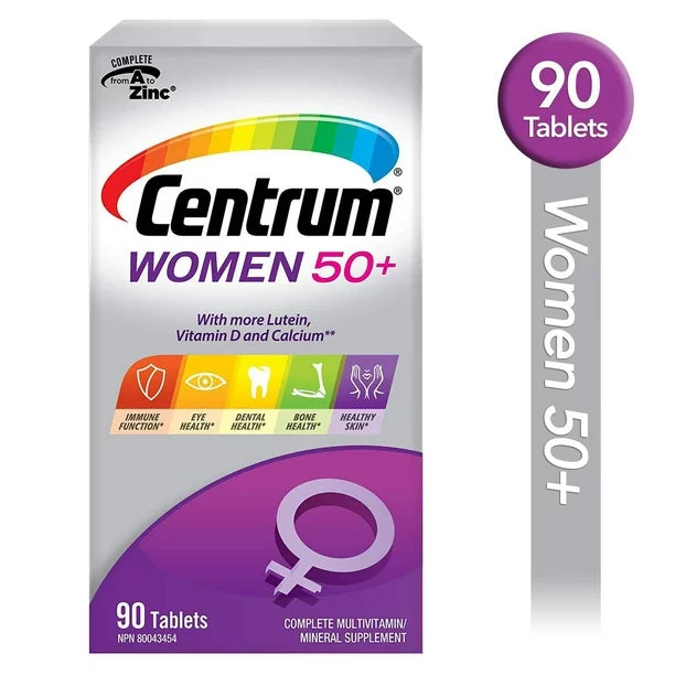 Centrum 女士 50+ 多種維生素和多種礦物質補充劑片劑，90 片