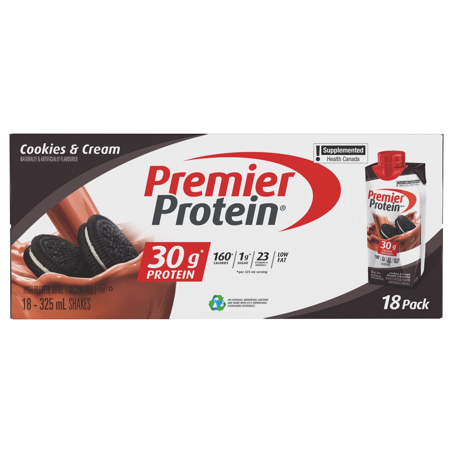 Premier Protein 高蛋白曲奇奶油奶昔，18 x 325 毫升