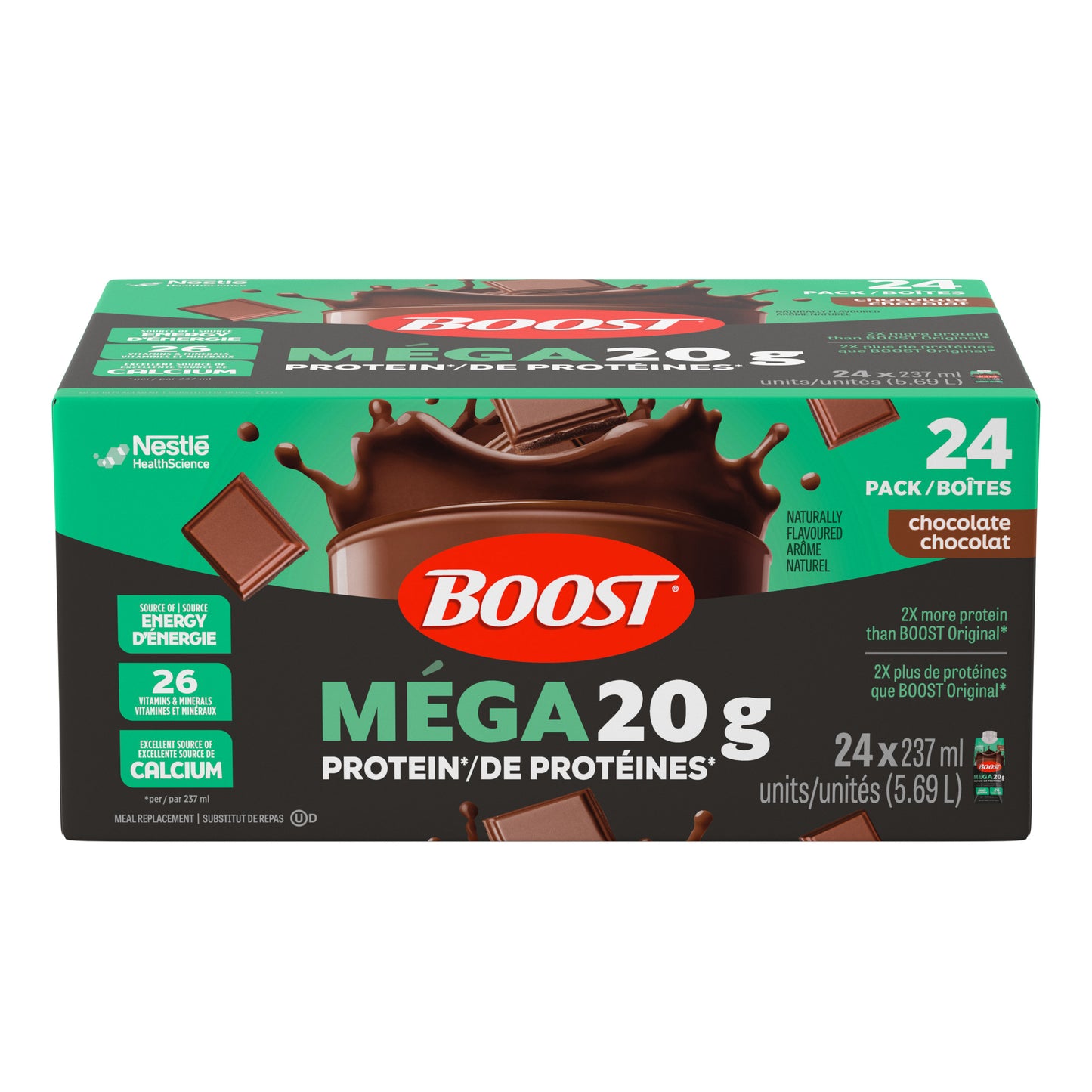 BOOST MEGA 巧克力味代餐粉，24 x 237 毫升