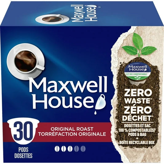 004-Maxwell House 原味烘焙咖啡 100% 可堆肥 K 杯咖啡包，30 包，285 克