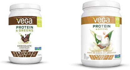 Vega 蛋白與蔬菜巧克力口味（19 份）| 椰子杏仁口味（18 份）植物性蛋白粉加蔬菜