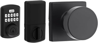 Weiser Powerbolt 3 哑光黑色无钥匙进入智能门锁 + Cambie 哑光黑色内门把手