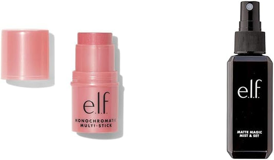 e.l.f. Monochromatic Multi Stick, Luxuriously Creamy & Blendable Color, For Eyes, Lips & Cheeks & Matte Magic Mist & Set - Small, Lightweight, Long Lasting, Mattifying, Revitalizes