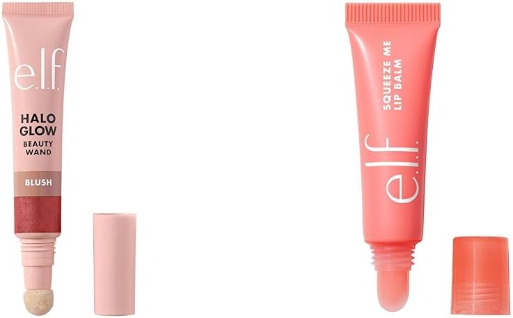 e.l.f. Halo Glow 腮红美容棒，液体腮红棒，打造亮泽唇妆，挤压式润唇膏，打造纯粹色彩的保湿润唇膏