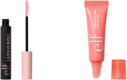 e.l.f. Lash 'N Roll Mascara, Curling Mascara For Visibly Lifted Lashes, Lifts & Separates Lashes. & Squeeze Me Lip Balm, Moisturizing Lip Balm For A Sheer Tint Of Colour
