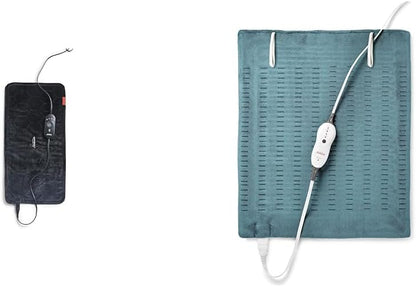 Sunbeam AdvancedHeat 加熱墊，特大號，黑色 & 高級 XXL 尺寸加熱墊，帶緊湊存儲 | 電熱墊，適用於背痛和較大肌肉群 | 4 種加熱設置