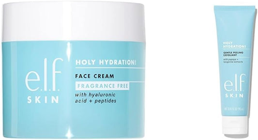 e.l.f. Holy Hydration! Face Cream - Fragrance Free & SKIN Gentle Peeling Exfoliant Face Cleanser, Non-Harsh Liquid Formula, Creates A Glowing, Youthful Complexion, Vegan & Cruelty-Free, 3.04 Fl Oz