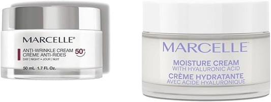 Marcelle Anti-Wrinkle Cream 50+, Day & Night, Anti-Aging Cream & Moisture Cream with Hyaluronic Acid, Vegan, Cruelty-Free