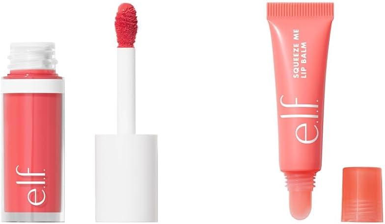 e.l.f. 迷彩液体腮红，持久液体腮红，高色素颜色，打造柔软挤压式润唇膏，保湿润唇膏，带来纯粹的色彩