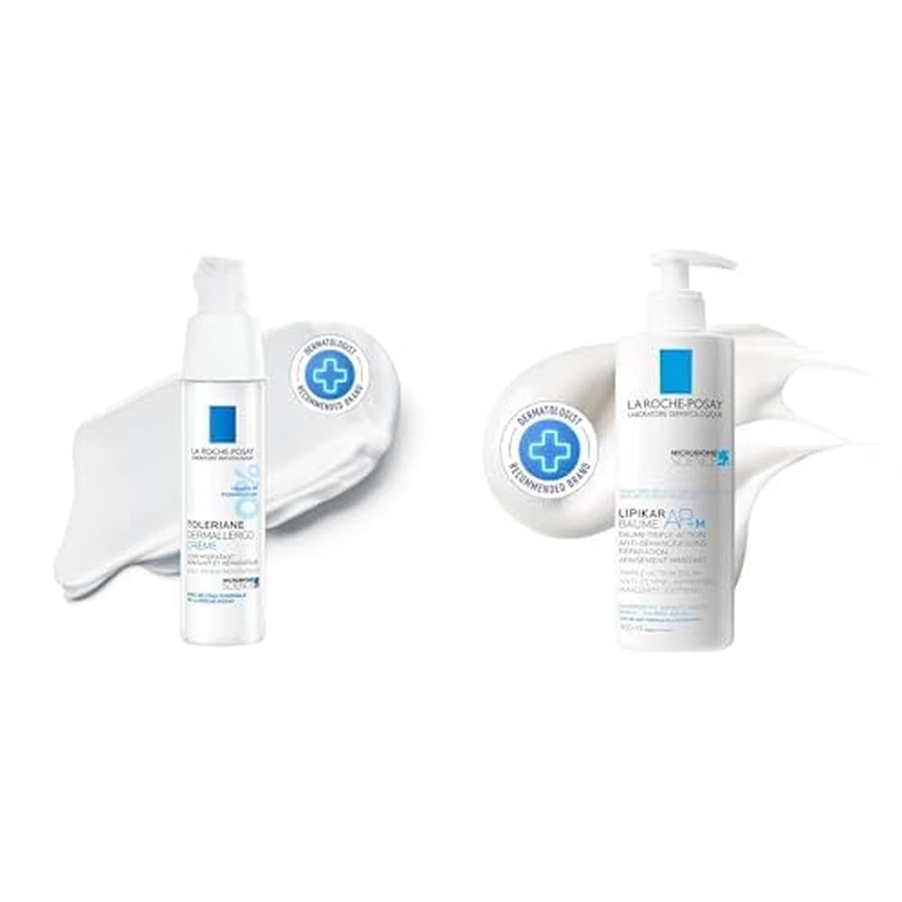 La Roche Posay Face Cream & Body Lotion BUNDLE, Toleriane Dermallergo Creme & Lipikar Baume AP+M, Your Sensitive Skin Hydration Duo, Suitable for Sensitive, Dry to Very Dry Skin, Fragrance-Free