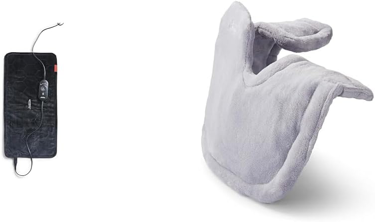 Sunbeam AdvancedHeat Heating Pad, King Size, Black & Renue Heat Wrap, Neck and Shoulder Tension Relief Heating Pad, Grey