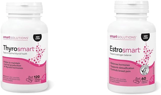 Smart Solutions Thyrosmart 120 粒膠囊和 ESTROsmart - 荷爾蒙支持補充劑 - 60 粒膠囊