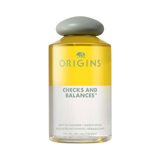 Origins Checks and Balances Milky Oil Cleanser + Makeup Melter | Softens Skin & Removes Makeup | With Squalane & Plant-Derived Glycerin, 150 ml