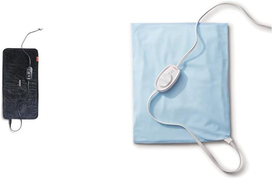 Sunbeam AdvancedHeat 加热垫，特大号，黑色，带关节炎控制器的加热垫 | 颈部和肩部电加热垫，可缓解有针对性的疼痛 | 3 种加热设置