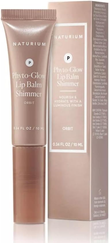 Naturium Phyto-Glow 唇膏閃光，滋養和保濕雙唇，含乳木果油、古布阿蘇脂、植物角鯊烷和 Geodiamond 珍珠，10 毫升/0.34 液體盎司，顏色：Orbit