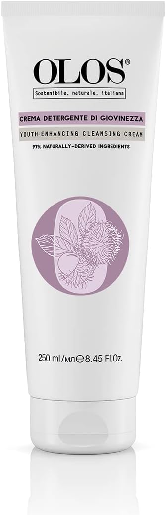 Olos Youth-Enhancing Cleansing Cream - Facial Cleanser - Makeup Remover with Aloe and Rambutan Extracts - Skin Care Cream for Sensitive Skin - 8.4 oz