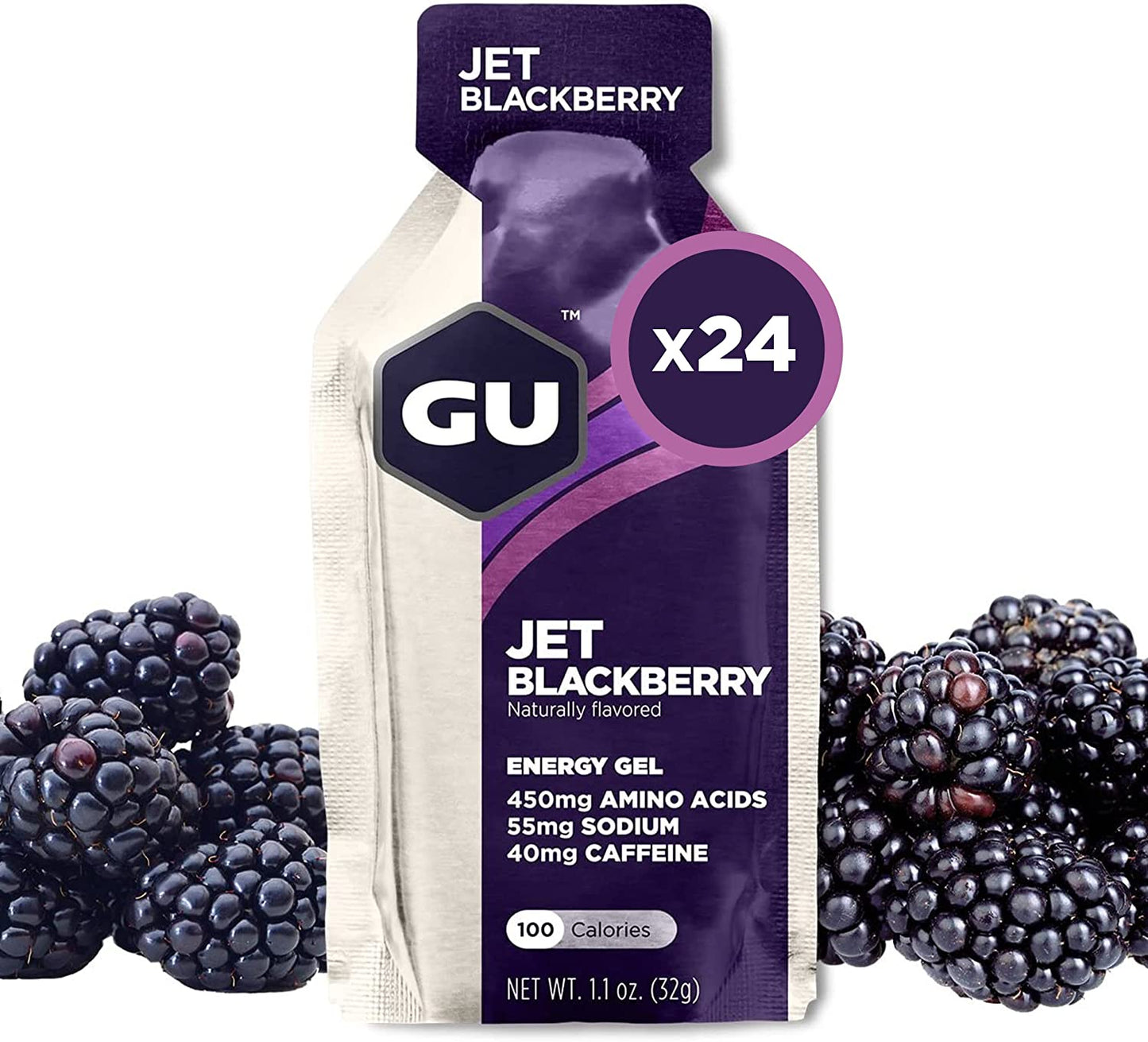 GU ENERGY 原創運動營養能量膠，黑莓色，24 片裝