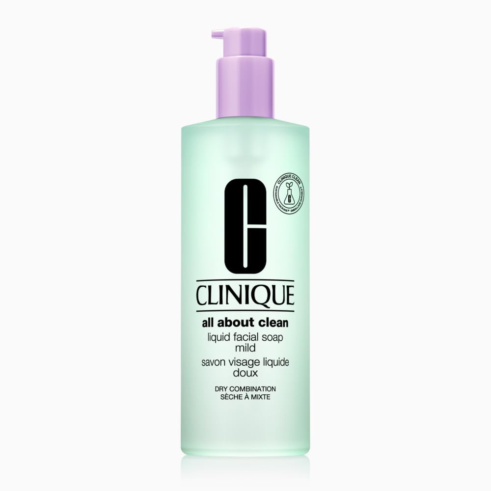 Clinique 3-Step All About Clean Liquid Gentle Facial Cleanser Soap For Dry Combination Skin Types, Mild