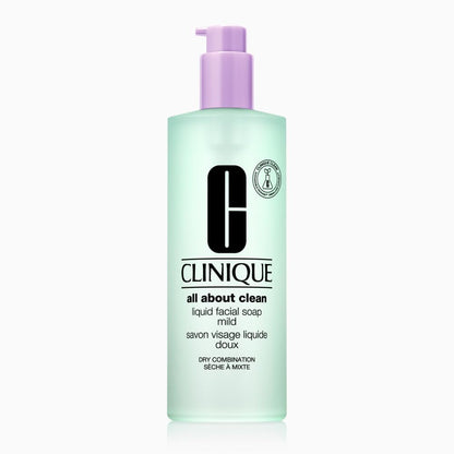 Clinique 3-Step All About Clean Liquid Gentle Facial Cleanser Soap For Dry Combination Skin Types, Mild