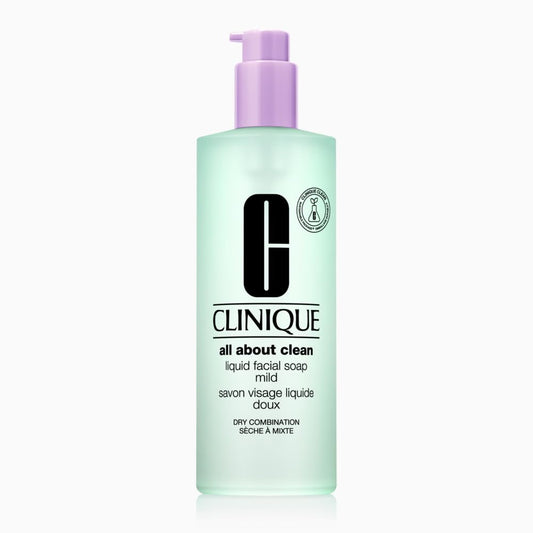 Clinique 3-Step All About Clean Liquid Gentle Facial Cleanser Soap For Dry Combination Skin Types, Mild
