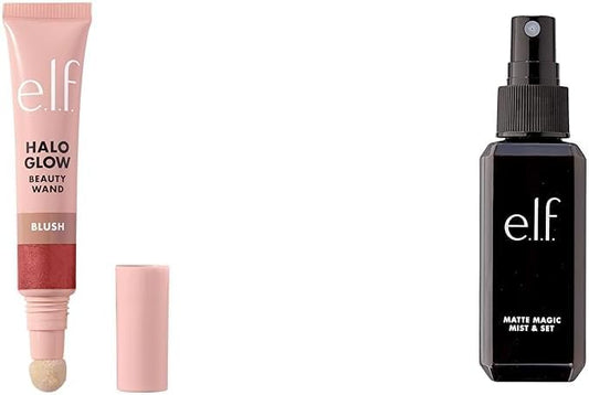e.l.f. Halo Glow Blush Beauty Wand, Liquid Blush Wand For Radiant, Flushed Cheeks & Matte Magic Mist & Set - Small, Lightweight, Long Lasting, Mattifying, Revitalizes