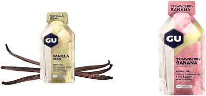 GU ENERGY 原廠運動營養能量凝膠，香草豆味，24 粒 & 原廠運動營養能量凝膠，草莓香蕉味，24 粒裝