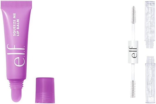 e.l.f. Squeeze Me 润唇膏，保湿润唇膏，带来纯粹的色彩和透明眉毛和睫毛膏 | 双面透明凝胶 | 调理配方