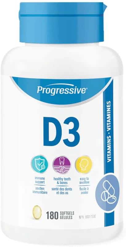 Progressive 维生素 D3，1,000 IU，180 粒
