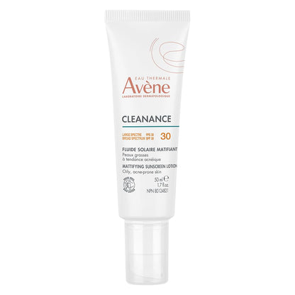 Eau Thermale Avene Cleanance Mattifying Sunscreen Lotion SPF 30, Daily Face Moisturizer Sun Protection, 40 ml
