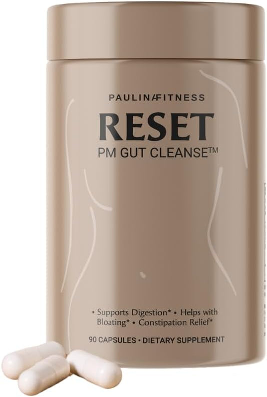 Reset by Paulina Fitness™ | Overnight Digestive Aid, Bloating Relief, & Gut Health Supplement | Natural Detox & Digestive Cleanse to Support Weight Management and Relieve Constipation | 90 Capsules