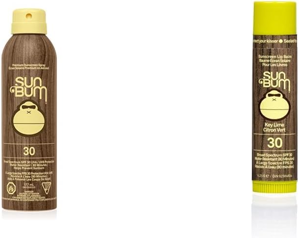 Sun Bum Original SPF 30 Sunscreen Spray, Vegan and Reef Friendly (Octinoxate & Oxybenzone Free) & Sunscreen Lip Balm, Key Lime, Spf 30, Lime, 4.25g